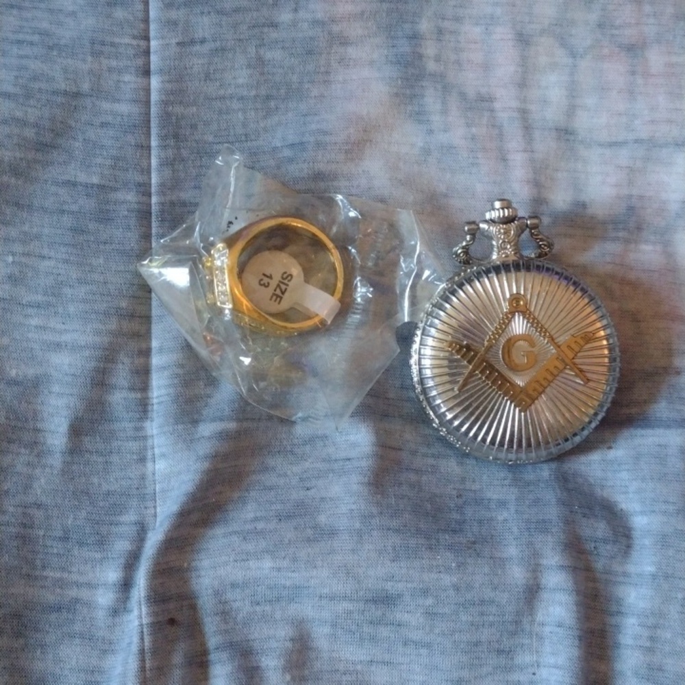 - Masonic Pocket Watch & size 13 men's ring